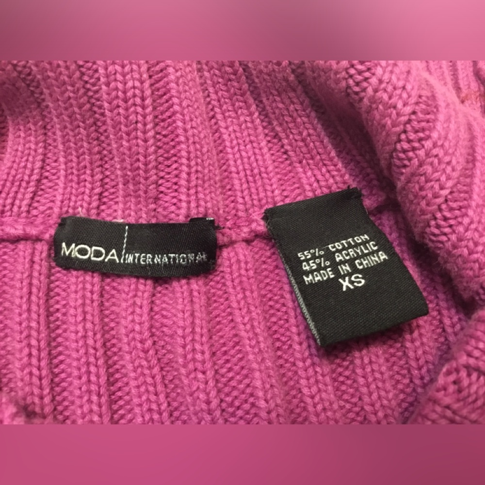 Moda International Ribbed Button-Front Turtleneck Sweater - Magenta - Picture 4 of 9